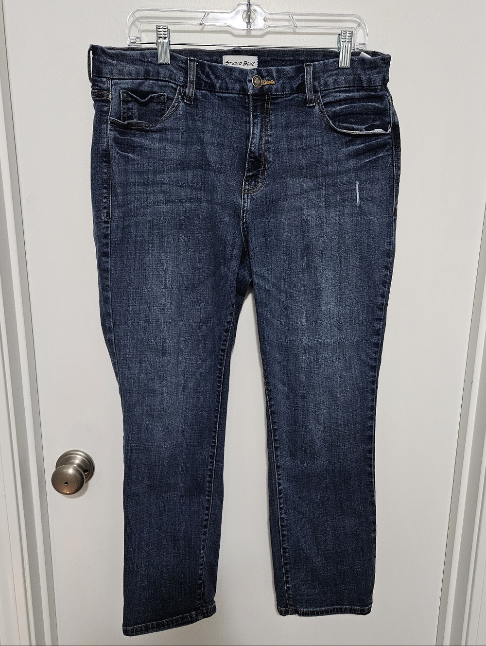 Studio Blue Dark Blue Straight Leg Jeans Size 16W